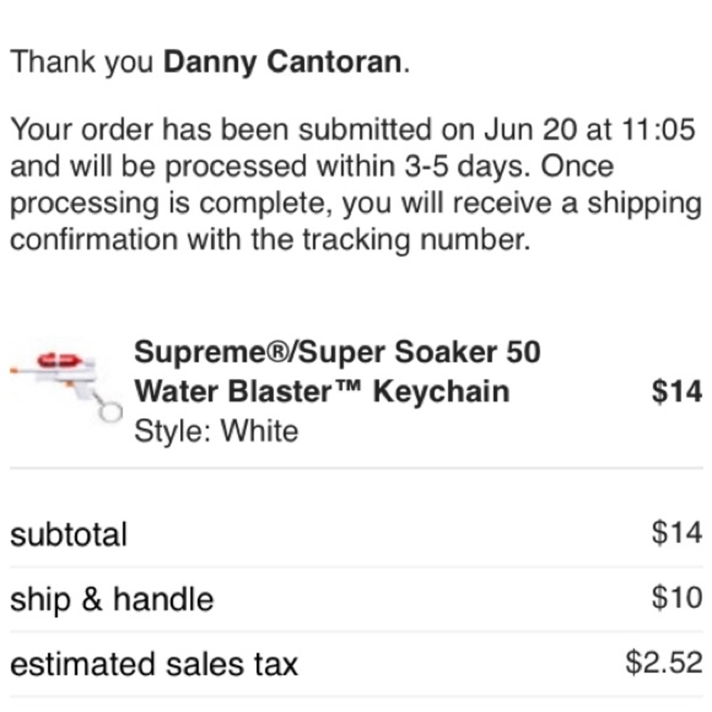 Supreme super soaker keychain